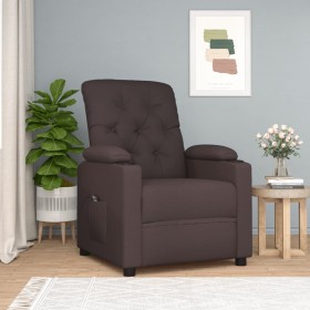 Sillón reclinable eléctrico tela marrón oscuro