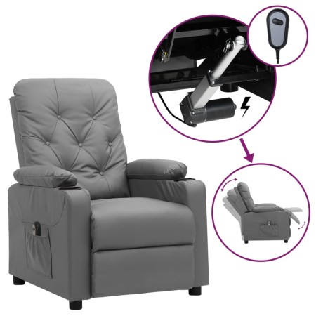 Sillón reclinable eléctrico de cuero sintético gris | Foro24.es | Tu tienda online para hogar, jardín y más Foro24.es