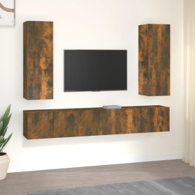 Set de muebles de TV 5 pzas madera contrachapada roble ahumado by , TV Furniture - Ref: Foro24-3120209, Price: 168,94 €, Disc...