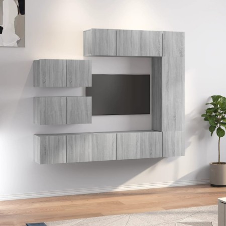 Set de muebles para TV 8 pzas madera contrachapada gris Sonoma | Foro24.es | Tu tienda online para hogar, jardín y más Foro24.es
