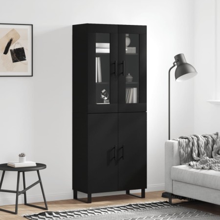 Aparador alto madera contrachapada negro 69,5x34x180 cm by , Sideboards - Ref: Foro24-3198234, Price: 191,65 €, Discount: %