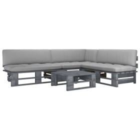 Muebles de palets 4 pzas y cojines madera pino impregnada gris de , Conjuntos de jardín - Ref: Foro24-3066699, Precio: 416,05...