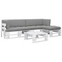 Muebles de palés 4 pzas y cojines madera pino impregnada blanco by , Garden sets - Ref: Foro24-3066783, Price: 401,03 €, Disc...