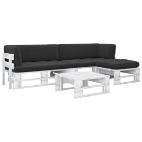 Muebles de palés 4 pzas y cojines madera pino impregnada blanco von , Gartensets - Ref: Foro24-3066788, Preis: 393,71 €, Raba...