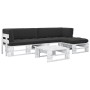 Muebles de palés 4 pzas y cojines madera pino impregnada blanco von , Gartensets - Ref: Foro24-3066788, Preis: 393,71 €, Raba...