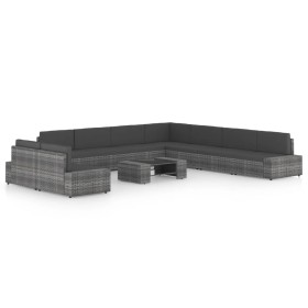 Juego muebles de jardín 10 pzas y cojines ratán sintético gris de , Conjuntos de jardín - Ref: Foro24-3067186, Precio: 1,00 €