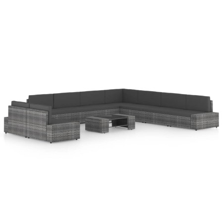 Juego muebles de jardín 10 pzas y cojines ratán sintético gris by , Garden sets - Ref: Foro24-3067186, Price: 1,00 €, Discoun...