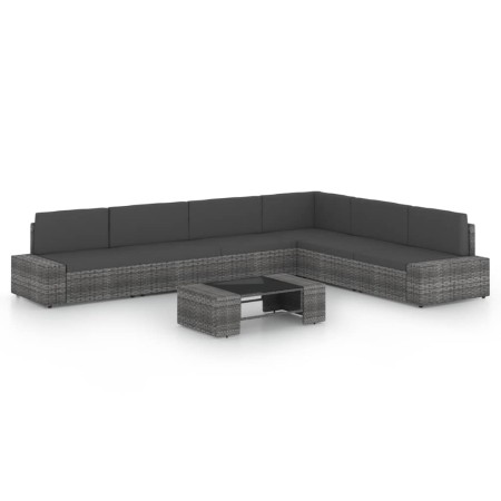 Juego muebles de jardín 7 pzas y cojines ratán sintético gris by , Garden sets - Ref: Foro24-3067178, Price: 626,47 €, Discou...