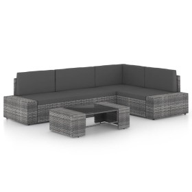 Juego muebles de jardín 5 pzas y cojines ratán sintético gris by , Garden sets - Ref: Foro24-3067171, Price: 448,01 €, Discou...
