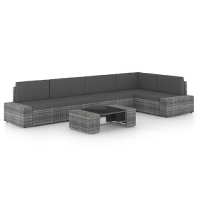 Juego muebles de jardín 6 pzas y cojines ratán sintético gris de , Conjuntos de jardín - Ref: Foro24-3067173, Precio: 578,96 ...