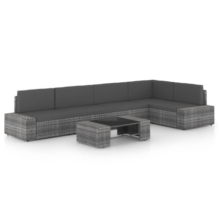 Juego muebles de jardín 6 pzas y cojines ratán sintético gris von , Gartensets - Ref: Foro24-3067173, Preis: 578,96 €, Rabatt: %