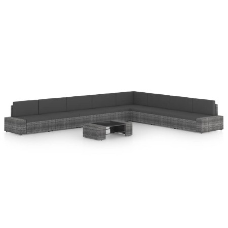 Juego muebles de jardín 9 pzas y cojines ratán sintético gris | Foro24.es | Tu tienda online para hogar, jardín y más Foro24.es