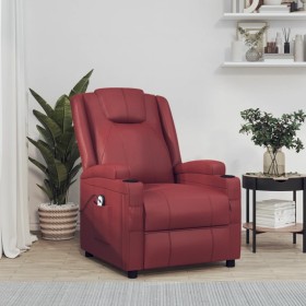 Sillón elevable cuero sintético rojo tinto de , Sillones - Ref: Foro24-289754, Precio: 343,47 €, Descuento: %