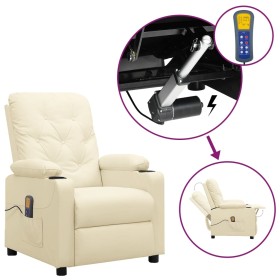 Sillón de masaje elevable cuero sintético crema