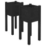Planters 2 units solid black pine wood 31x31x70 cm by vidaXL, Pots and planters - Ref: Foro24-810788, Price: 38,28 €, Discoun...