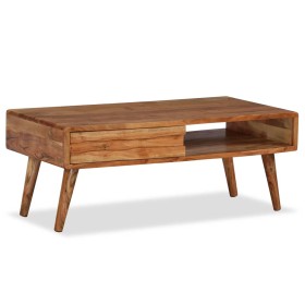 Mesa de centro con cajón tallado madera maciza