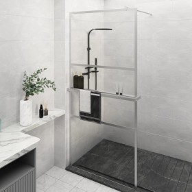 Mampara ducha con estante vidrio ESG aluminio