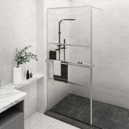 Mampara ducha con estante vidrio ESG aluminio cromado 100x195cm | Foro24.es | Tu tienda online para hogar, jardín y más Foro24.es