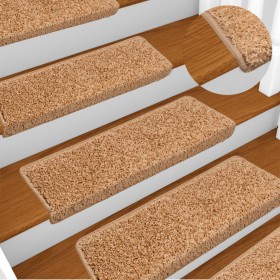Alfombras de peldaños de escalera 15 uds beige