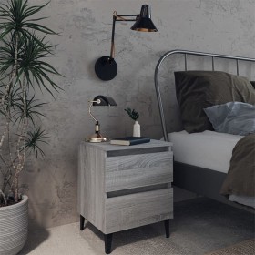 Mesitas de noche 2 uds patas de metal gris Sonoma 40x35x50 cm by , Nightstands - Ref: Foro24-813131, Price: 127,78 €, Discoun...