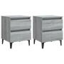 Mesitas de noche 2 uds patas de metal gris Sonoma 40x35x50 cm by , Nightstands - Ref: Foro24-813131, Price: 127,78 €, Discoun...