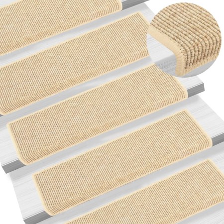 Alfombrilla autoadhesiva escalera sisal 15 uds beige 65x21x4 cm by , Stair mats - Ref: Foro24-326909, Price: 136,06 €, Discou...