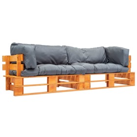 Sofás de jardín de palets 2 uds con cojines grises madera pino von , Outdoor-Sofas - Ref: Foro24-277451, Preis: 309,68 €, Rab...