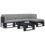 Muebles de palets 4 pzas y cojines madera pino impregnada negro by , Garden sets - Ref: Foro24-3066795, Price: 381,42 €, Disc...