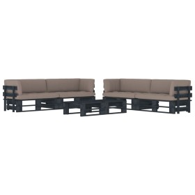 Muebles de palés 6 pzas y cojines madera pino impregnada negro von , Gartensets - Ref: Foro24-3067017, Preis: 750,62 €, Rabat...