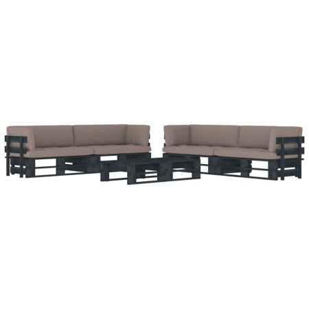 Muebles de palés 6 pzas y cojines madera pino impregnada negro von , Gartensets - Ref: Foro24-3067017, Preis: 750,62 €, Rabat...