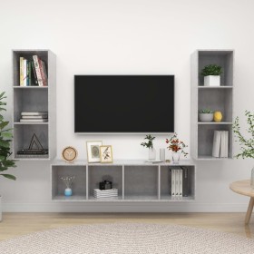 Set de muebles de salón 3 pzas madera ingeniería gris hormigón von , TV-Möbel - Ref: Foro24-3079749, Preis: 149,24 €, Rabatt: %