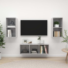 Set de muebles de salón 3 pzas madera ingeniería gris hormigón de , Muebles TV - Ref: Foro24-3079740, Precio: 116,05 €, Descu...