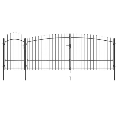 Puerta de valla de jardín con punta de lanza 5x2,25 m negro by , garden gates - Ref: Foro24-146325, Price: 306,31 €, Discount: %