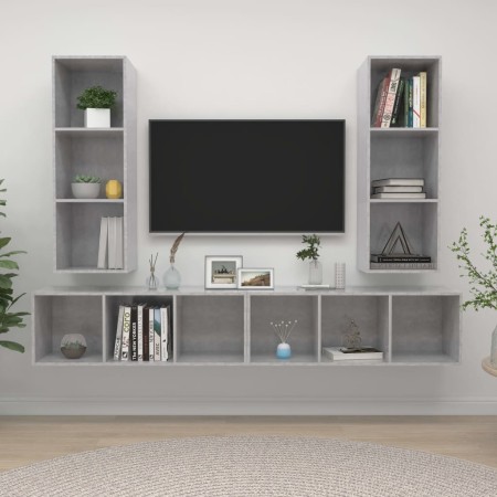 Muebles de salón de pared 4 pzs madera ingeniería gris hormigón von , TV-Möbel - Ref: Foro24-3079884, Preis: 180,07 €, Rabatt: %