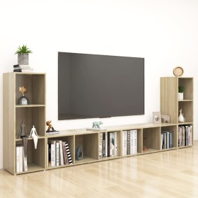 Muebles de salón 4 pzas madera ingeniería roble