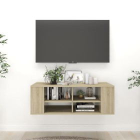 Mueble pared TV madera contrachapada roble Sonoma