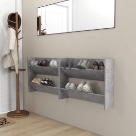 Zapateros de pared 2 uds contrachapada gris hormigón 80x18x60cm by , Shoe racks and shoe organizers - Ref: Foro24-806750, Pri...
