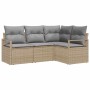 Conjunto de sofá de jardín 4 pcs Beige Poliratán