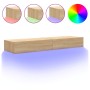 Muebles de TV con luces LED 2 uds roble Sonoma 60x35x15,5 cm by , TV Furniture - Ref: Foro24-842891, Price: 77,83 €, Discount: %