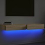 Muebles de TV con luces LED 2 uds roble Sonoma 60x35x15,5 cm by , TV Furniture - Ref: Foro24-842891, Price: 77,83 €, Discount: %