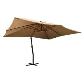 Cantilever side umbrella with taupe wood pole 400x300 cm by vidaXL, Umbrellas - Ref: Foro24-318431, Price: 200,65 €, Discount: %