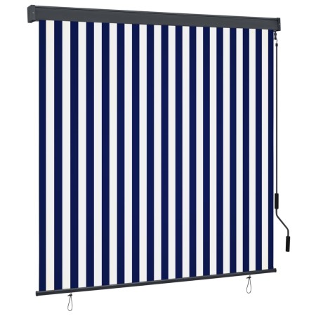 Estor enrollable de exterior azul y blanco 160x250 cm | Foro24.es | Tu tienda online para hogar, jardín y más Foro24.es