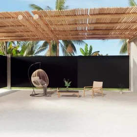 Black retractable side awning 220x1200 cm by vidaXL, Umbrellas - Ref: Foro24-318084, Price: 161,85 €, Discount: %