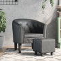 Sillón con taburete cuero sintético gris | Foro24.es | Tu tienda online para hogar, jardín y más Foro24.es