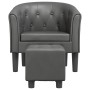 Sillón con taburete cuero sintético gris | Foro24.es | Tu tienda online para hogar, jardín y más Foro24.es