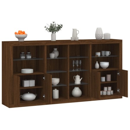 Aparador con luces LED roble marrón 202x37x100 cm von , Sideboards - Ref: Foro24-3209190, Preis: 269,71 €, Rabatt: %