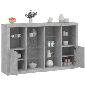 Aparador con luz LED 3 pzas madera de ingeniería gris hormigón by , Sideboards - Ref: Foro24-3209138, Price: 222,12 €, Discou...