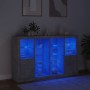 Aparador con luz LED 3 pzas madera de ingeniería gris hormigón by , Sideboards - Ref: Foro24-3209138, Price: 222,12 €, Discou...