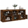 Aparador con luces LED roble ahumado 181,5x37x67 cm by , Sideboards - Ref: Foro24-3209041, Price: 224,30 €, Discount: %