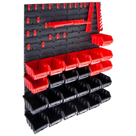 Kit de cajas de almacenaje 29 pzas paneles de pared rojo/negro | Foro24.es | Tu tienda online para hogar, jardín y más Foro24.es